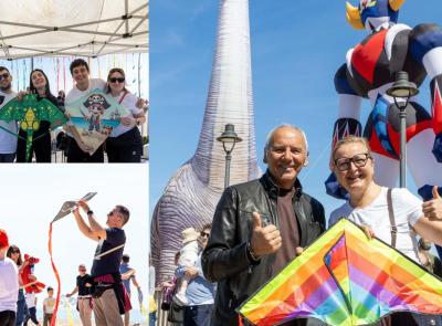 Decine di aquiloni animano Porto Recanati per Pasquetta