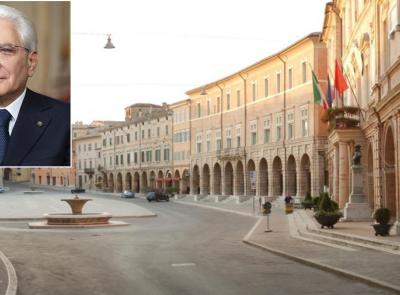 Mattarella arriva a San Severino: "La cittadinanza esponga il tricolore alle finestre"