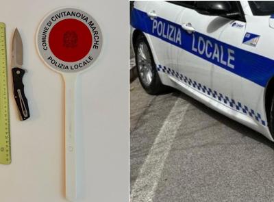 Civitanova, pugno duro della polizia locale: coltello sequestrato davanti alle scuole e narcotest nei parchi