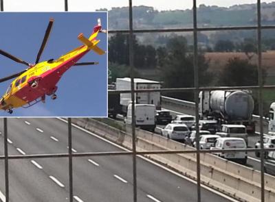 Carambola sull’A14  tra quattro mezzi: un ferito grave trasferito in eliambulanza