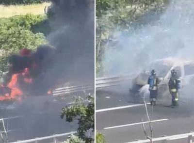 Civitanova, van avvolto dalle fiamme in A14: strada chiusa al traffico (VIDEO)