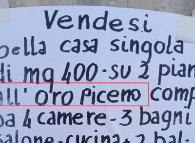 Sforzacosta, spunta il cartello 'fai da te': casa in vendita "all'Oro Piceno"