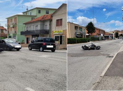 Civitanova, scontro tra auto e moto in via Carducci: soccorso centauro