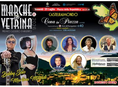 Marche in Vetrina torna a Castelraimondo: una notte di stelle, musica e premi con il Cassero d’Argento