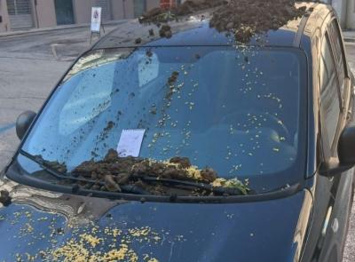 Macerata, auto imbrattata con terriccio in via Severini: nel mirino una vettura parcheggiata