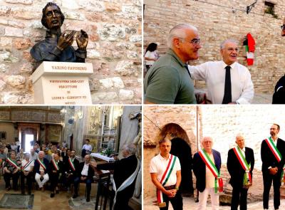 Caldarola, inaugurato a Pievefavera il busto bronzeo di Varino Favorino