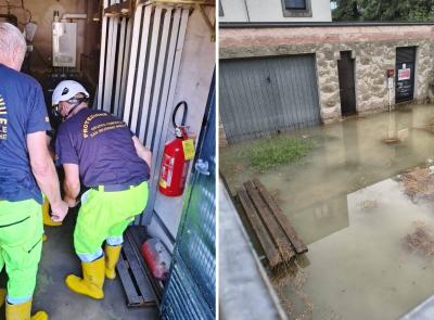San Severino, bomba d'acqua: prosegue la conta dei danni, idrovore e droni in azione