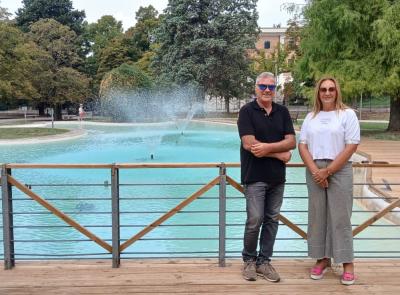 Macerata, torna in funzione la fontana del laghetto dei Giardini Diaz