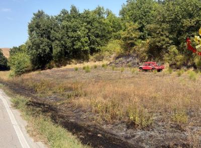 Cingoli, incendio di sterpaglie: intervento dei vigili del fuoco
