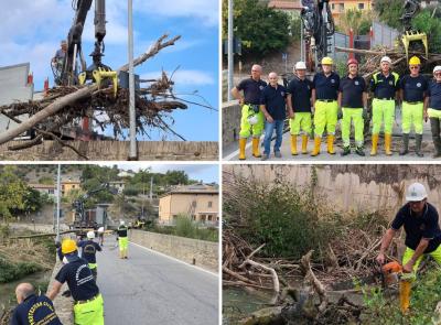 San Severino, volontari della Protezione Civile ripuliscono il fiume Potenza a Ponte Sant'Antonio