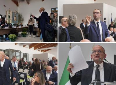 Consiglio regionale a Muccia, bagarre su Castelli: l’opposizione lascia l’aula. "Non sono Belzebù"