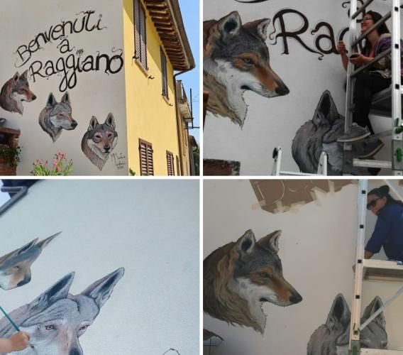 Camerino, murale della rinascita a Raggiano: tre lupi per dimenticare il terremoto