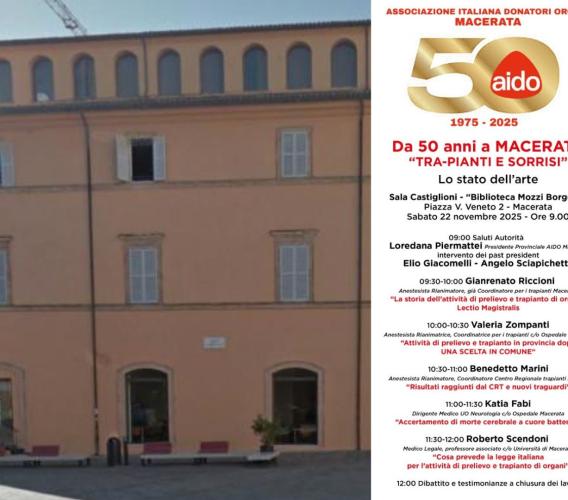 50 anni di Aido a Macerata “Tra-pianti e sorrisi”: medici ed esperti a confronto alla Mozzi Borgetti