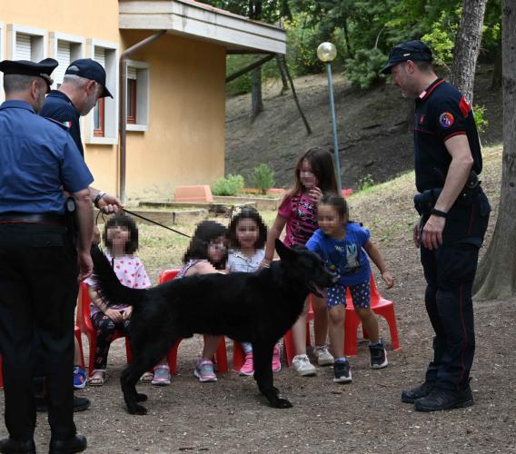 I cani dei Carabinieri conquistano i bambini della scuola di Macerata