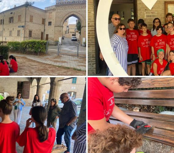 Montelupone - Vernici, panchine rimesse a nuovo e un cuore di legno: la fatica dei ragazzi diventa bellezza