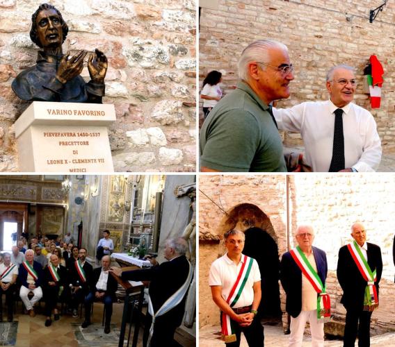 Caldarola, inaugurato a Pievefavera il busto bronzeo di Varino Favorino