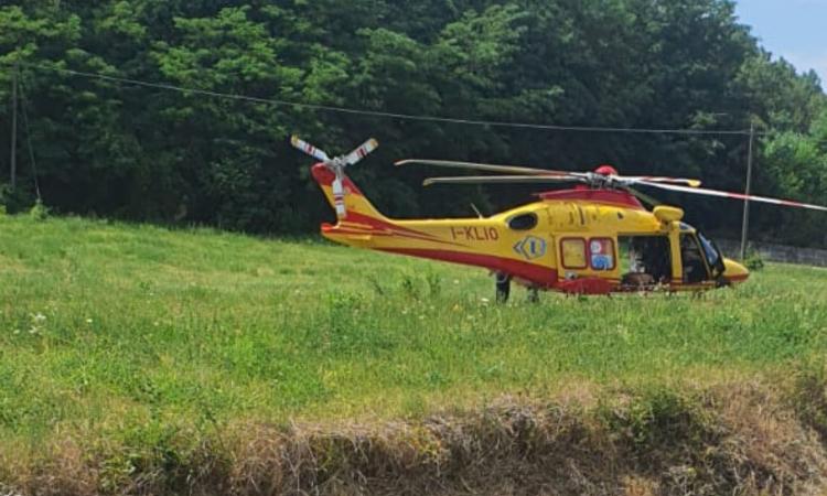 Treia, sbatte la testa contro la sponda di un camion: operaio a Torrette in elisoccorso