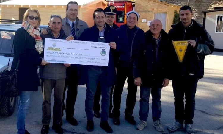 Il Circolo tennis di Montegranaro dona 1110 euro a Pieve Torina