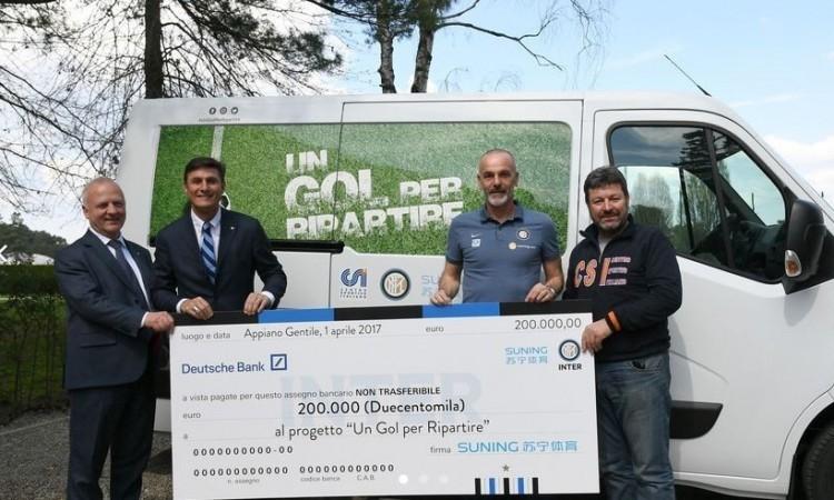 Javier Zanetti a Tolentino per il progetto "Un gol per ripartire"