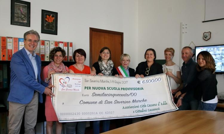 Sisma, solidarietà per i piccoli alunni terremotati settempedani dall'Associazione 108 di Cassano d'Adda