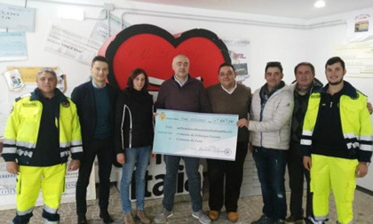 Solidarietà, Potenza Picena consegna a Visso un assegno di 7.897 euro