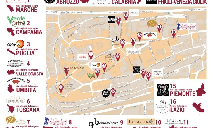 "L'Italia in un Bicchiere", vini e piatti di 16 regioni diverse d'Italia nei locali del centro storico di Macerata