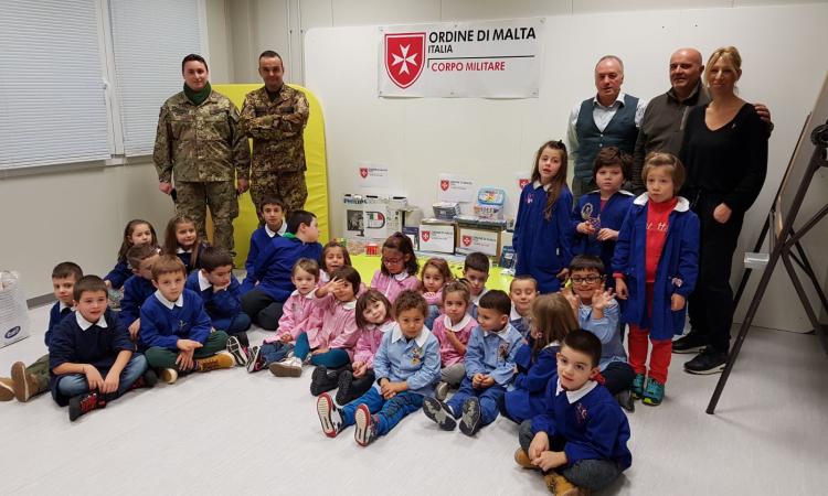 Donazione alla scuola di Valfornace: grazie al Corpo Militare dell'Ordine di Malta e a Donors Italia