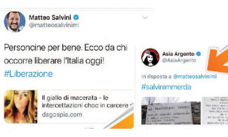 Macerata al centro dello scontro tra Matteo Salvini e Asia Argento