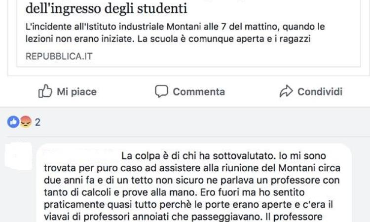 Crollo al Montani, commento choc su Repubblica: "Un professore aveva lanciato l'allarme. Non è stato ascoltato"