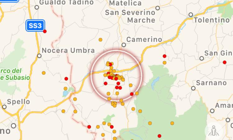 Sisma: quattro scosse di magnitudo superiore a 2.0 in dieci ore, la più forte a Muccia Sisma: quattro scosse di magnitudo superiore a 2.0 in dieci ore, la più forte a Muccia