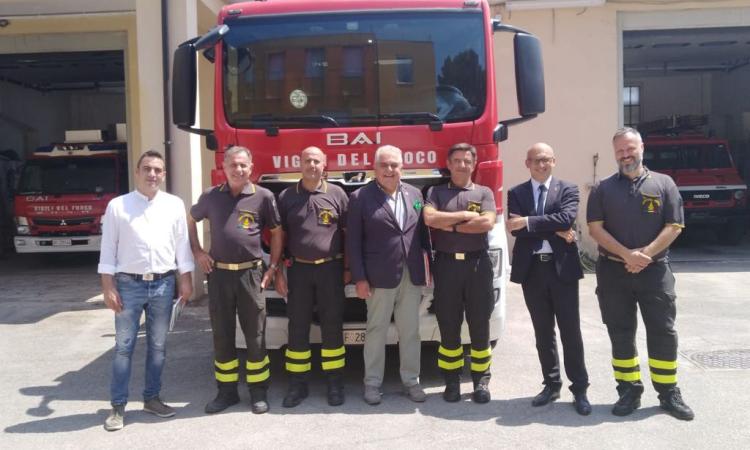 Vigili del fuoco, Zaffiri, Patassini e Pazzaglini in visita al Comando Provinciale di Macerata