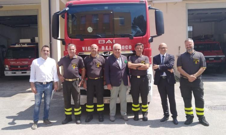 Vigili del fuoco, Zaffiri, Patassini e Pazzaglini in visita al Comando Provinciale di Macerata