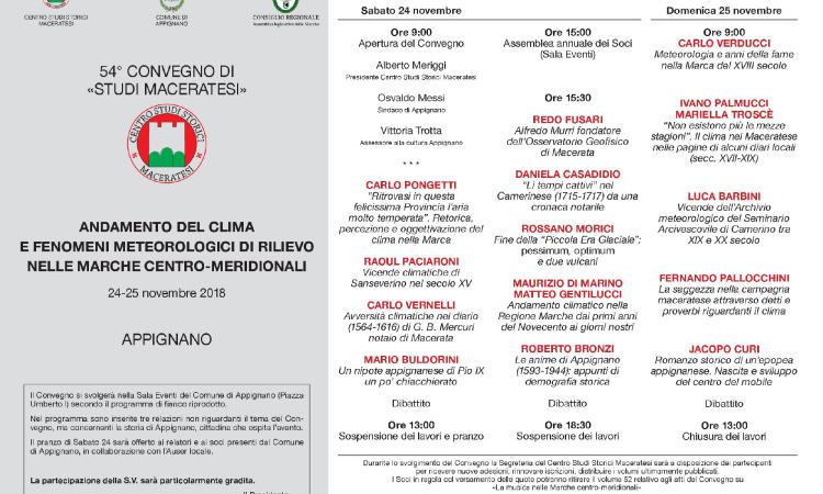 54° Convegno di "Studi Maceratesi" - Andamento del clima e fenomeni metereologici di rilievo nelle Marche centro-meridionali