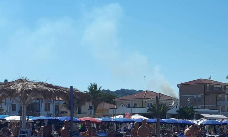 Incendio di sterpaglie a Civitanova, colonna di fumo visibile dalla spiaggia (FOTO) Incendio di sterpaglie a Civitanova, colonna di fumo visibile dalla spiaggia (FOTO)