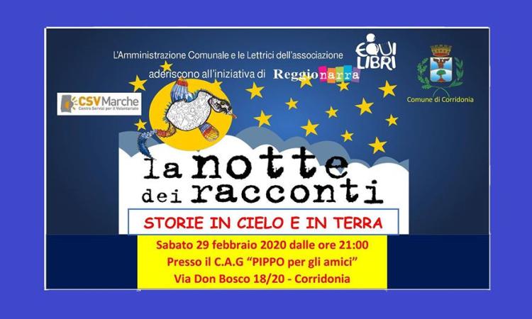 Corridonia, torna "La Notte dei Racconti": un tocco d'azzurro e tante storie da ascoltare Corridonia, torna "La Notte dei Racconti": un tocco d'azzurro e tante storie da ascoltare