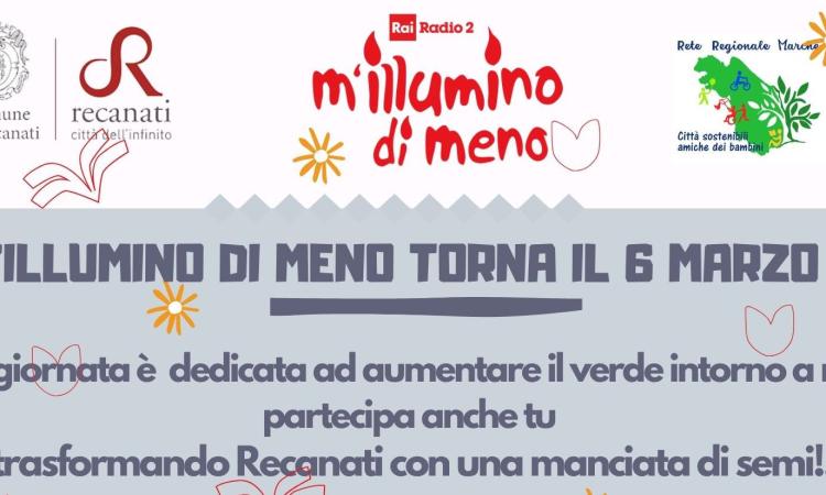 Recanati, "M'illumino di Meno": torna il 6 Marzo la giornata dedicata al risparmio energetico Recanati, "M'illumino di Meno": torna il 6 Marzo la giornata dedicata al risparmio energetico