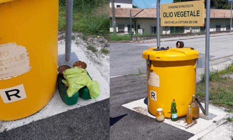 Matelica, olio abbandonato fuori dalla stazione di raccolta: "Il lockdown non ha fermato l'inciviltà" Matelica, olio abbandonato fuori dalla stazione di raccolta: "Il lockdown non ha fermato l'inciviltà"