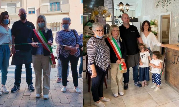 San Severino, festa per la riapertura del Javà Cafè: il sindaco al taglio del nastro