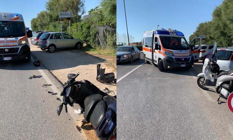 Porto Recanati, scontro tra due scooter: i conducenti finiscono al pronto soccorso, non sono gravi