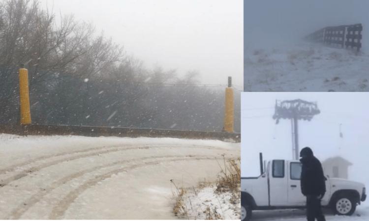 Bolognola, arriva la prima neve sugli impianti da sci (VIDEO)