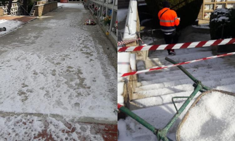 Civitanova, forti gelate nella notte: cimitero della città alta ancora chiuso