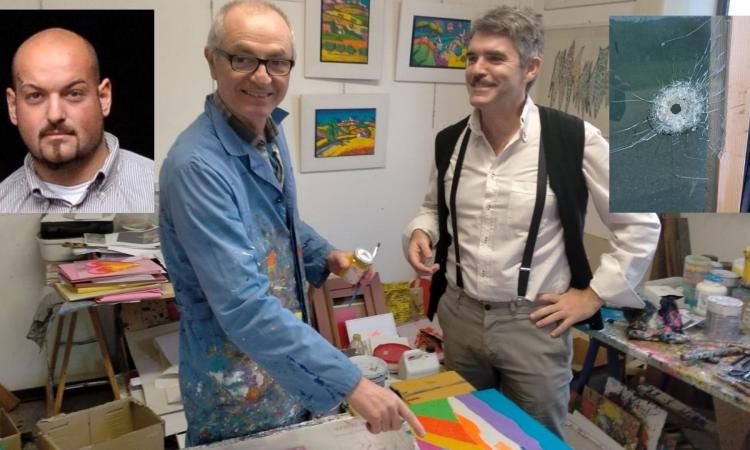 Macerata, il vetro infranto dal proiettile di Traini diventa un quadro: l'idea del pittore Calisti (FOTO)