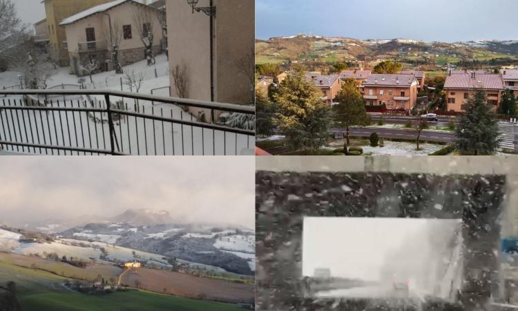 'Sfiocchettata' di marzo nel Maceratese: la neve torna a sorpresa e imbianca le strade