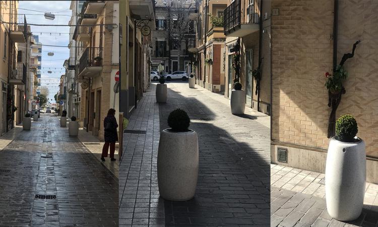 Civitanova, continua il restyling del centro: anche in via Trento arrivano le fioriere