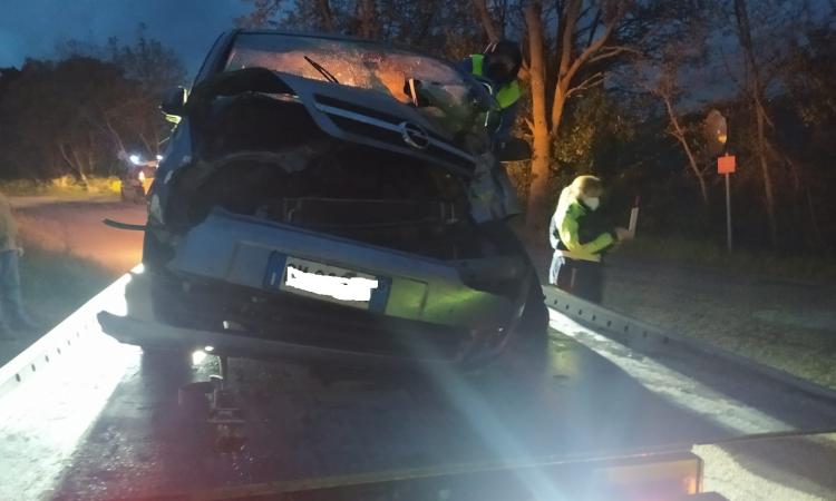 Macerata, finisce fuori strada con l'auto: cinquantenne in gravi condizioni (FOTO)