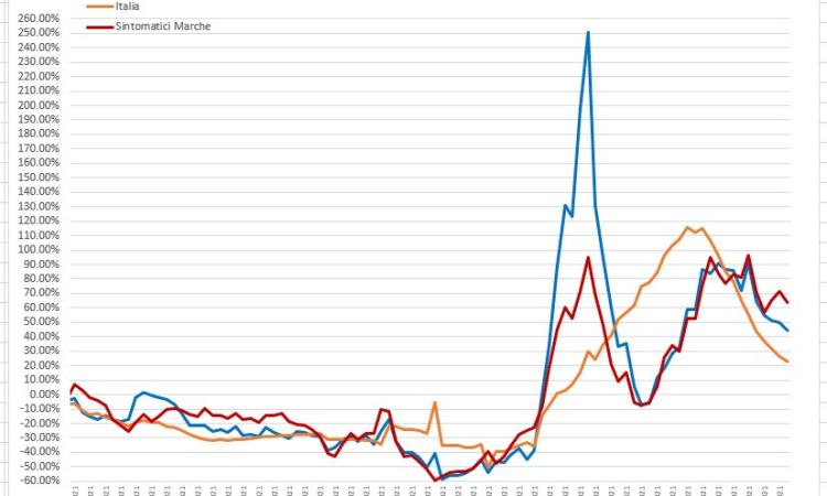 Covid, casi ancora in crescita nelle Marche: l'andamento del virus nei grafici dell'ingegner Petro Covid, casi ancora in crescita nelle Marche: l'andamento del virus nei grafici dell'ingegner Petro