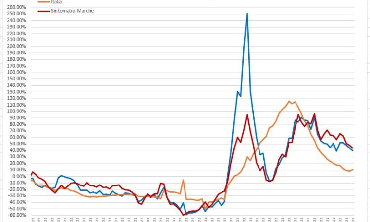 Covid, le Marche tra le regioni con più nuovi casi: l'andamento del virus nei grafici dell'ingegner Petro