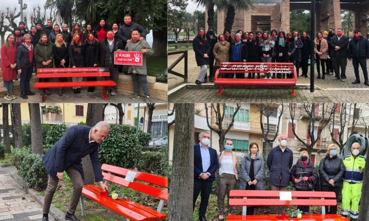 Panchine rosse a Civitanova e Potenza Picena: "Per non dimenticare tutte le donne uccise"