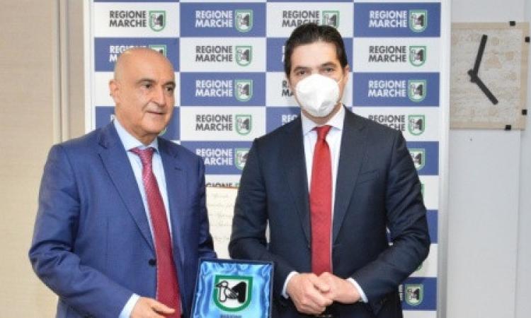 Marche, Acquaroli incontra l'ambasciatore algerino. "Siete una bellissima regione e un popolo accogliente" Marche, Acquaroli incontra l'ambasciatore algerino. "Siete una bellissima regione e un popolo accogliente"