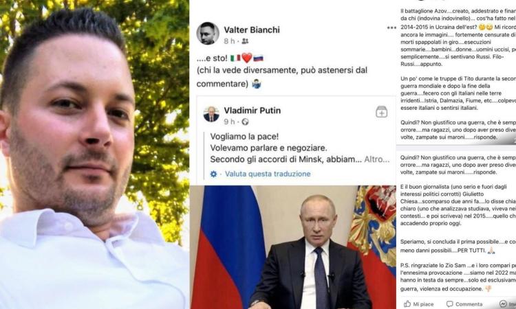 San Severino, Valter Bianchi nella bufera per i post 'pro Putin' sui social. Il sindaco prende le distanze San Severino, Valter Bianchi nella bufera per i post 'pro Putin' sui social. Il sindaco prende le distanze
